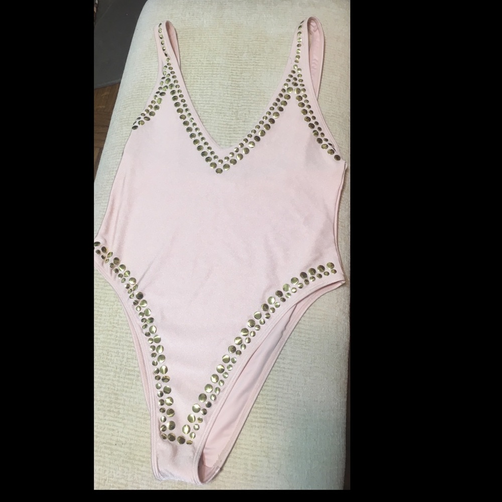 Pink Shimmer Studded Swimsuit